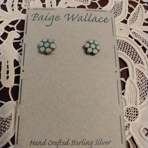 Handcrafted turquoise earrings - Picture 2 of 3